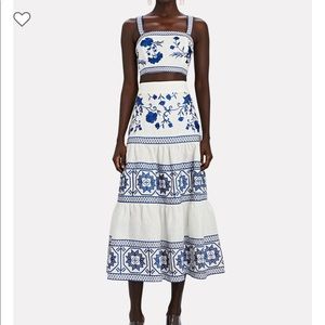 NWT! Alexis Deena Embroidered Tiered Midi Skirt